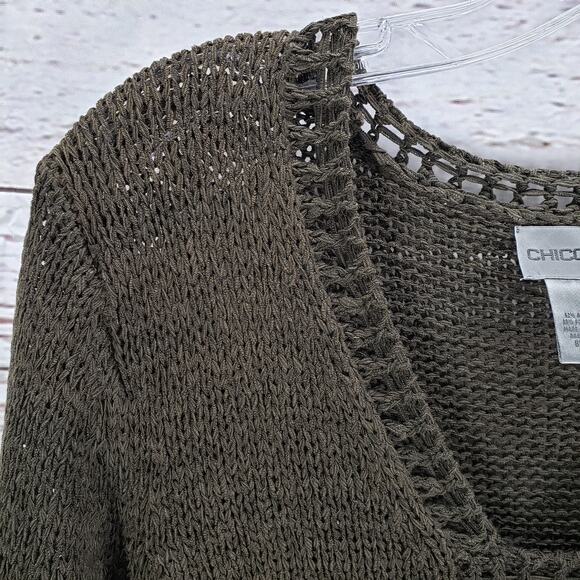 Chico's Women's Brown Knit V-Neck Pullover Long Sleeve Top Size 2 - Picture 5 of 15